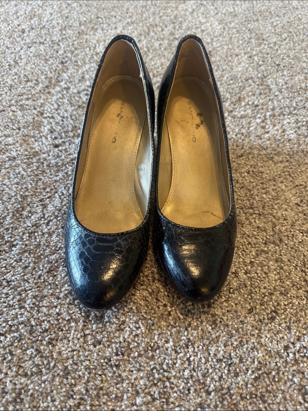 Bandolino Black Snakeskin-Texture Wedge Pumps